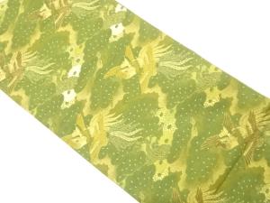 アンティーク　鳳凰に笠松・菊模様織り出し丸帯（材料）